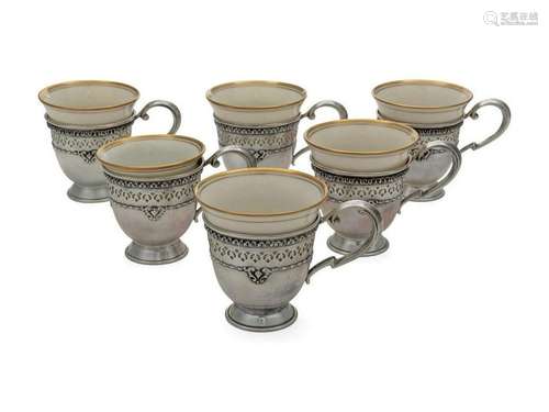 A Set of Six American Silver Demitasse Cups He