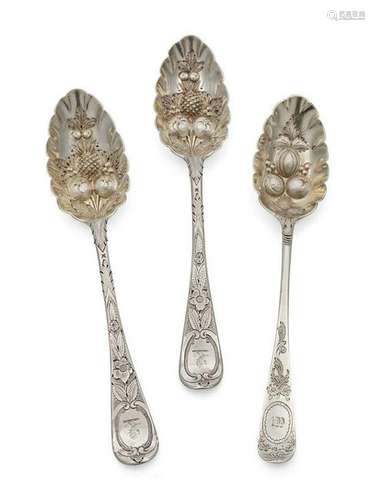 A Group of Three George III Silver Berry Spoons