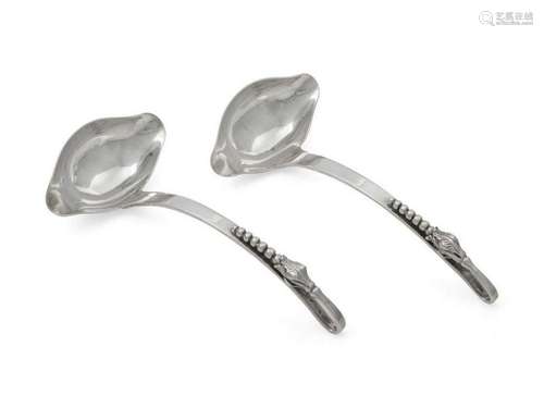 A Pair of Mexican Silver Sauce Ladles Length e