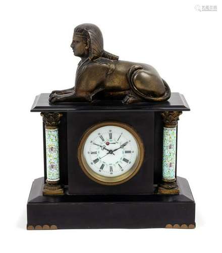 A Mantel Clock decorated with a sphinx. Hei