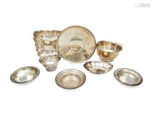 A Group of Eight American Silver Bowls Various