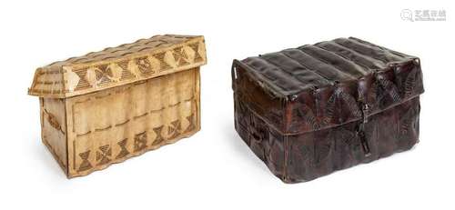 Two Leather-Veneered Chests LATE 19TH/EARLY 20