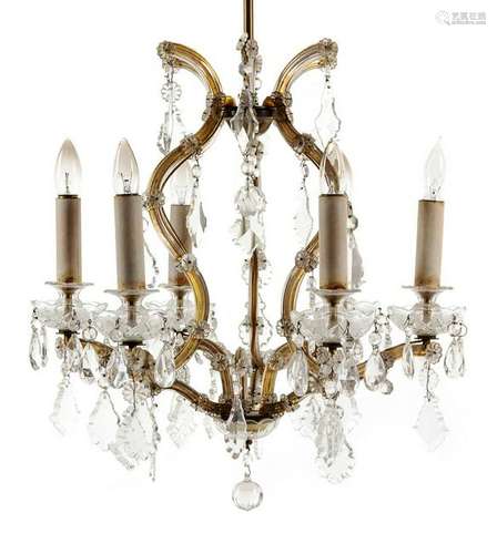 A Gilt Metal and Cut Glass Chandelier