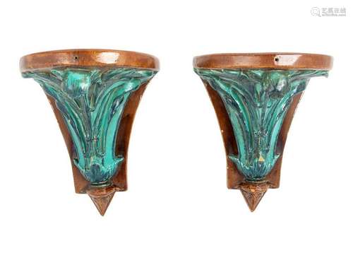 A Pair of Ceramic Brackets Height 10 x width 9