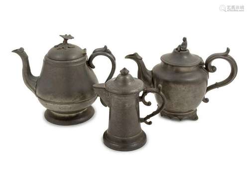 A Continental Pewter Teapot Height of tallest