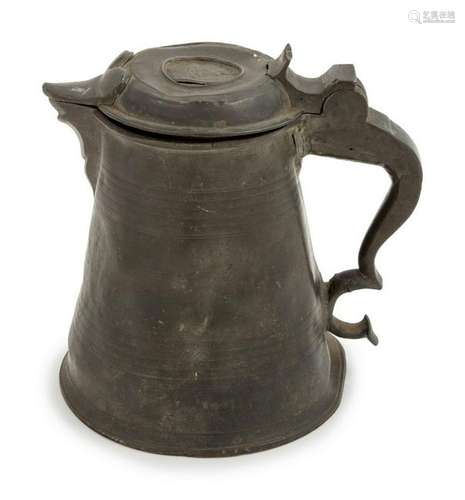 A Swedish Pewter Tankard Height 6 7/8 inches.