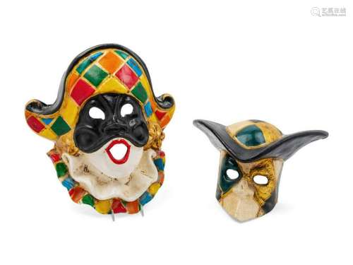 Two Venetian Carnival Masks each in papier mac