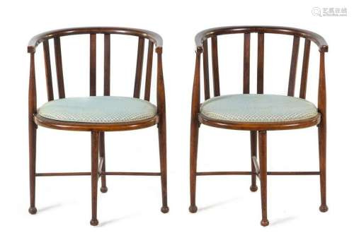 A Pair of Barrel-Back Armchairs LATE 19TH/EARL