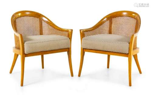 A Pair of Modern Caned Bergeres MID-20TH CENTU
