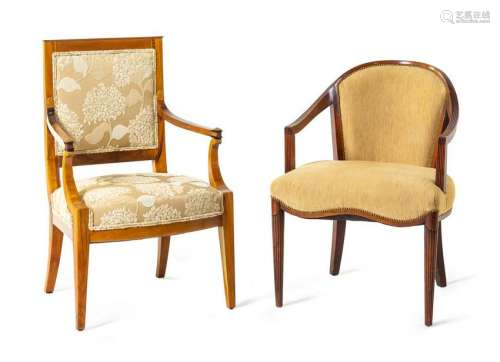 A Federal Style Mahogany Armchair and a French