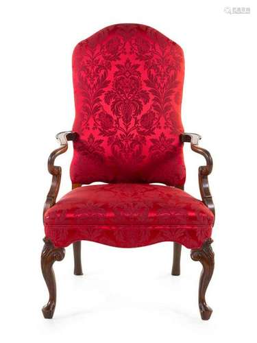 A Queen Anne Style Mahogany Library Chair Heig