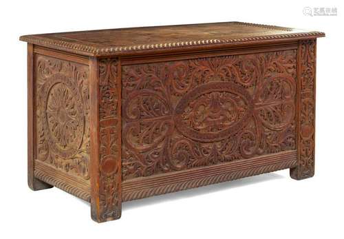 A Jacobean Revival Carved Trunk 19TH CENTURY