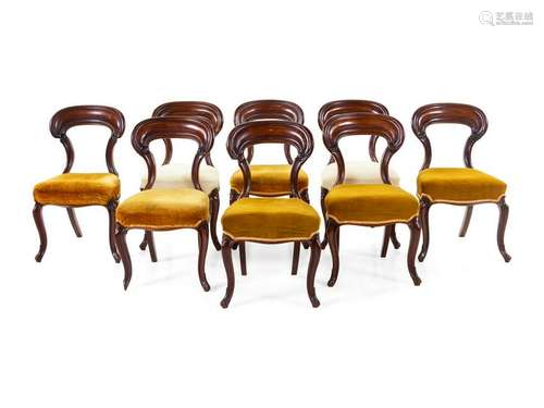 A Set of Eight Victorian Balloon Back Side Chairs