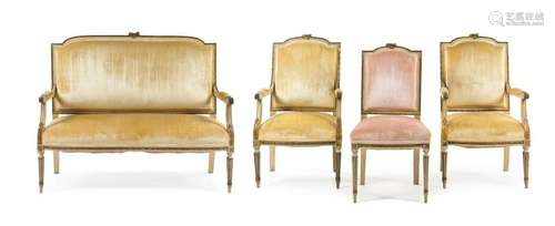 A Louis XVI Style Painted Parlor Suite LATE 19