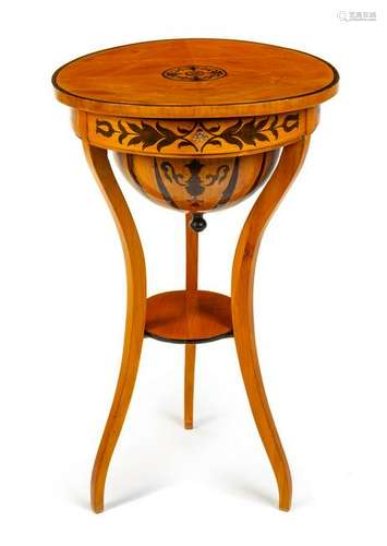 A Biedermeier Marquetry Sewing Table 19TH CENT