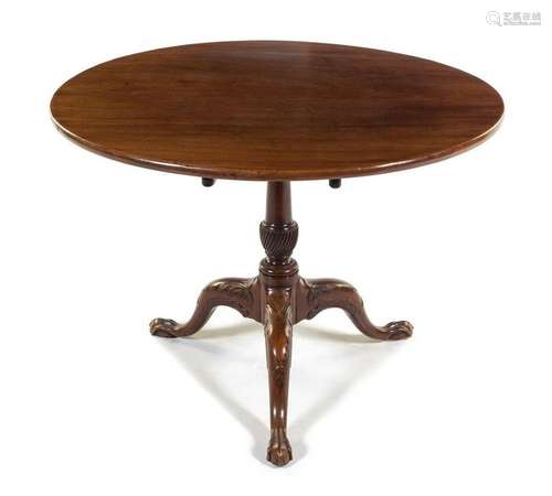 A George III Style Mahogany Tilt-Top Tea Tabler