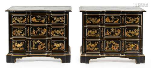 A Pair of Drexel Chinoiserie Decorated Chests of