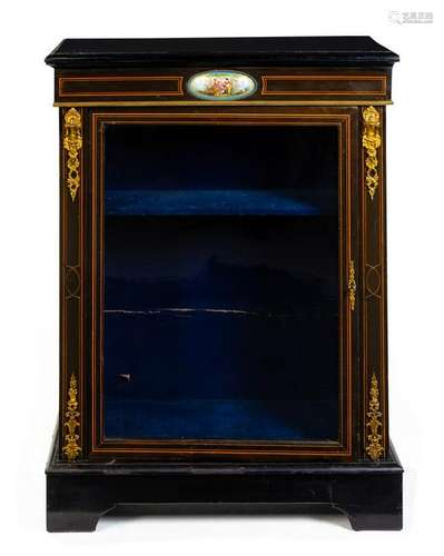 A Napoleon III Ebonized Vitrine  Height 41 3/4