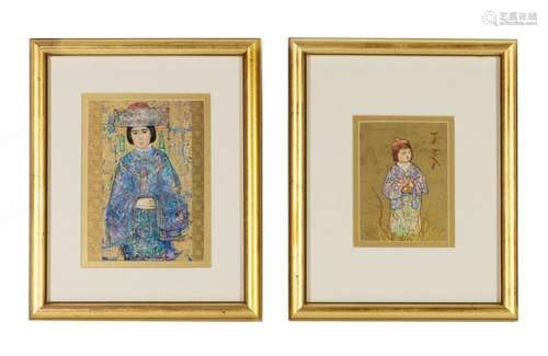 Four Japanese Paintings each framed. Larges