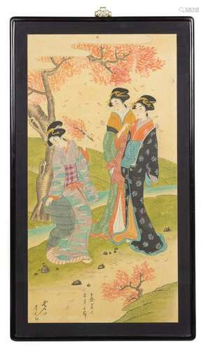 A Japanese Scroll 20TH CENTURYÂ  Three Ladie