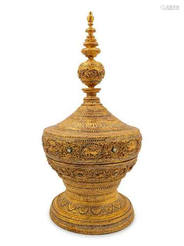 A Large Southeast Asian Giltwood Finial Height