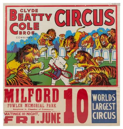 (CIRCUS) CLYDE BEATTY-COLE BROTHERS Poster Mil