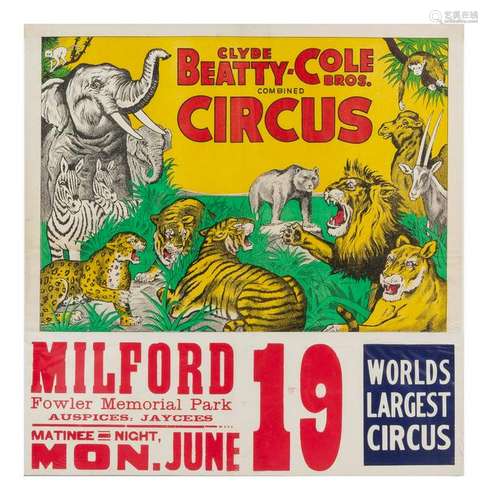 (CIRCUS) CLYDE BEATTY-COLE BROTHERS Poster Mil