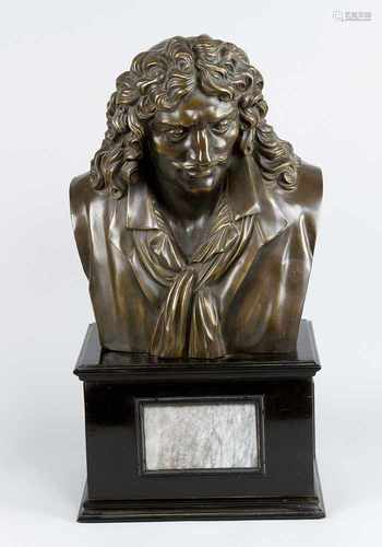 Bronze Bust,Moliere (1622-1673), wooden base with marble, 19. century50 cmThis is a timed auction on