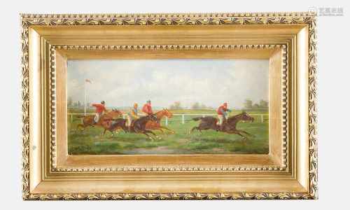 A.Stone.Horse Race, oil on wood, framed25x17cmThis is a timed auction on our German portal lot-