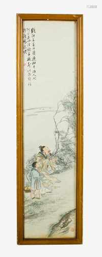 Chinese Painting, Indian ink, watercolour on paper, framed100x40cmThis is a timed auction on our