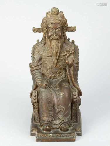 Bronze sculpture, sitting Emperor, Qing Dynasty30cmThis is a timed auction on our German portal