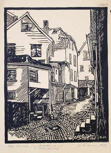 woodcut,street view, on paper, German around 190024x16cmThis is a timed auction on our German portal