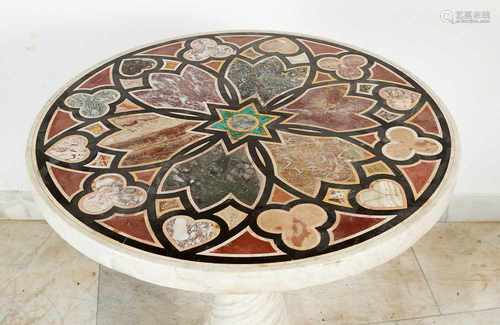 Florentine Pietra Dura Table,sculpted marble base ,19. century80cmThis is a timed auction on our