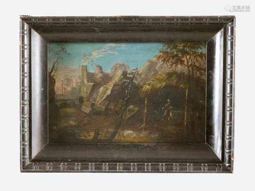 Italian artist around 1700, mountains, oil on wood, framed25x15cmThis is a timed auction on our