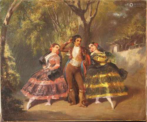 Spanish school 19.century, folk dance, Oil on canvas50x30cmThis is a timed auction on our German