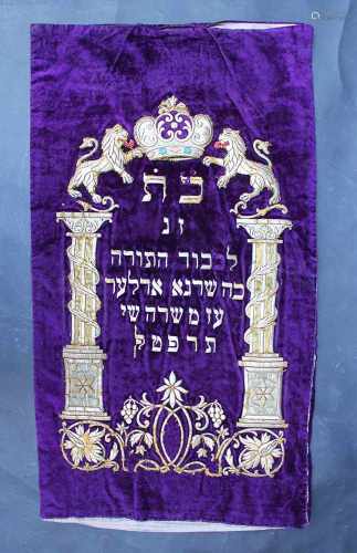 Torah mantle, embroidery Austro Hungarian 19./20.century70x40cmThis is a timed auction on our German