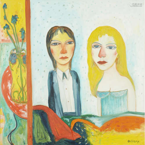 JOHN BELLANY C.B.E., R.A., H.R.S.A. (SCOTTISH 1942-2013) UNTITLED (TWO WOMEN) Signed, oil on