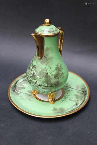 French Porcelain Can with salver and lid, painted, 19.century30cmThis is a timed auction on our