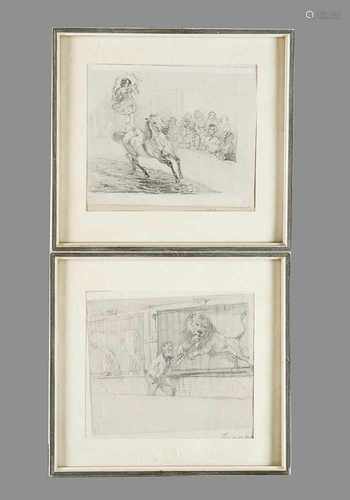 Theodor Hosemann (1807-1875) Two circus drawings,black chalk on paper,framed signed20x16cmThis is