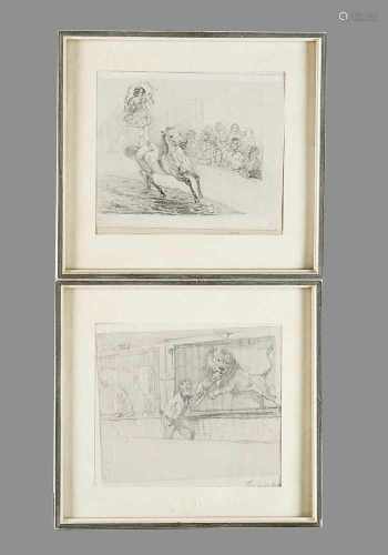 Theodor Hosemann (1807-1875) Two circus drawings,black chalk on paper,framed signed20x16cmThis is