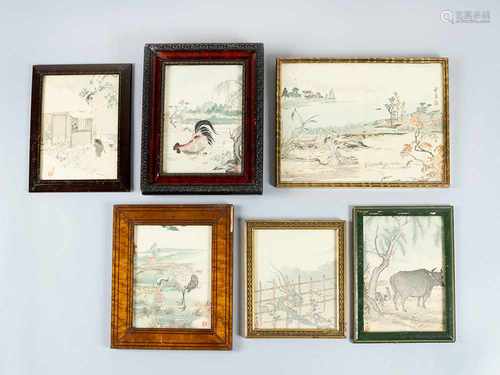 6 Asian woodcuts, coloured,framedThis is a timed auction on our German portal lot-tissimo.com.View