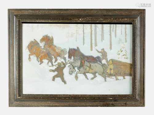 Oswald Roux (1880-1961)winter transport90x70cmThis is a timed auction on our German portal lot-