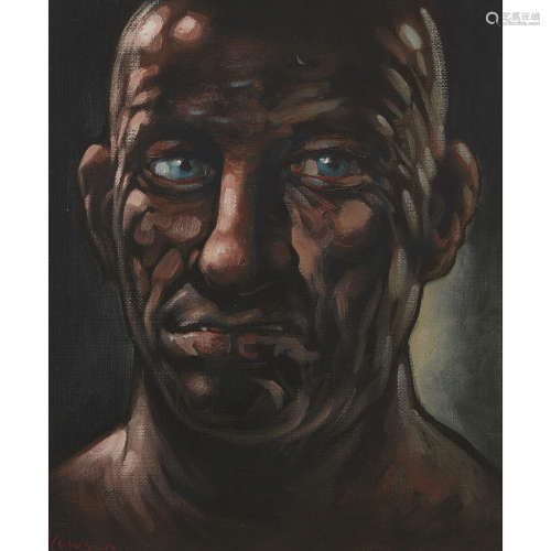 PETER HOWSON O.B.E. (SCOTTISH B.1958) HEAD Signed, oil on canvas 29cm x 24cm (11.5in x 9.5in)