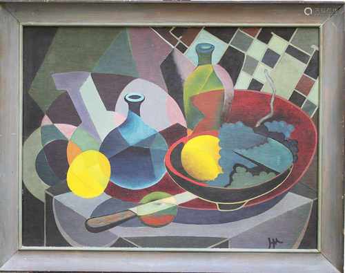 Cubist around 1930, oil canvas,framed,monogram40x50cmThis is a timed auction on our German portal