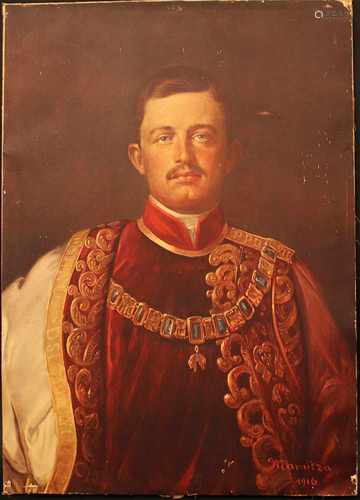 Emperor Karl of Austria Hungary (1887-1922)colour graphic on wooden stretcher80x50cmThis is a