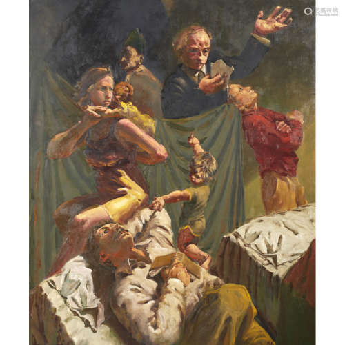 KEVIN SINNOTT (WELSH B.1947) HECTIC DAYS, 1988-9 Oil on canvas 173cm x 144.5cm (68in x 57in)