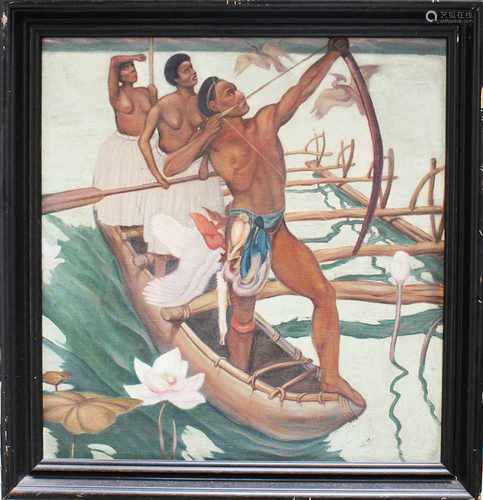 Artist 20.century, Hunters, oil canvas,framed60x60cmThis is a timed auction on our German portal