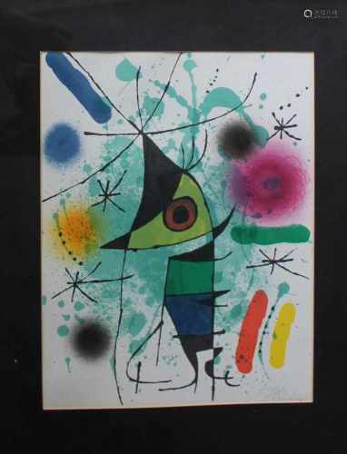Joan Miro(1893-1983)-graphics on paper, two compositions, framed25x18cmThis is a timed auction on