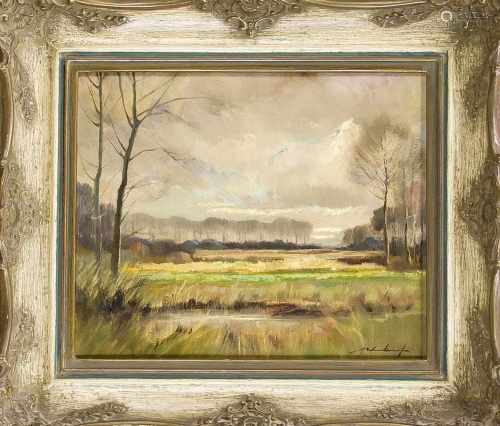 Heinrich Weckauf (1885-1963), Düsseldorfer Landschaftsmaler, niederrheinische Landschaft,Öl auf