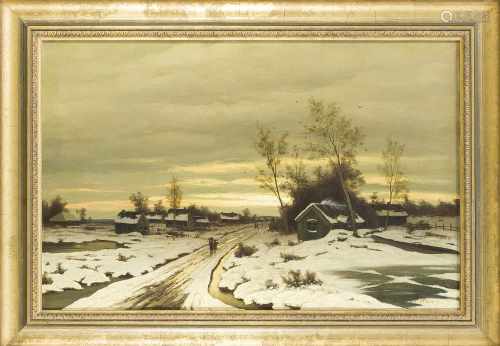 Eduard Hein (1854-1918), Düsseldorfer Landschaftsmaler, niederrheinische Winterlandschaftim